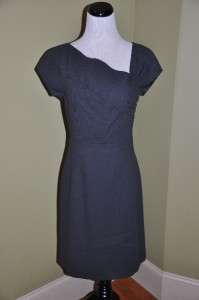 CREW Wool Crepe Origami Sheath Dress 4 Dark Charcoal $188 NEW  
