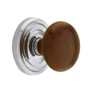 Classic Rosette Set With Speckled Brown Porcelain Door Knobs Passage 