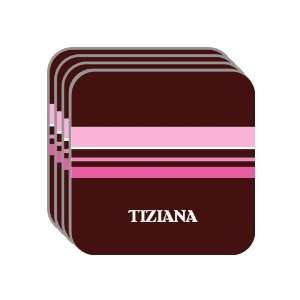 Personal Name Gift   TIZIANA Set of 4 Mini Mousepad Coasters (pink 