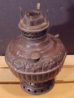   Ornate Embossed Miller Tiny Juno Center Draft Oil Lamp  