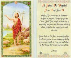 St John The Baptist Feast Day June 24 Holy Card Prayer  