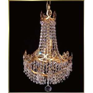 Small Crystal Chandelier, 1050 E 12, 5 lights, 24Kt Gold, 12 wide X 
