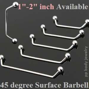 14G~1  2 in~3.5mm Rise Surface Piercing Barbell 45deg  
