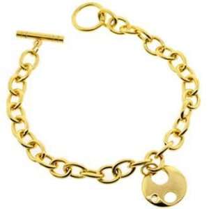   Stainless Steel Bracelet for Women With Round Charm  7.5 Length