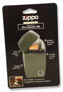 Zippo GREEN Emergency Fire Starter w/ Tinder 44004 NEW  