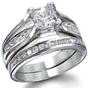  Bethanys Sterling Silver Princess Cut Wedding Ring Set 