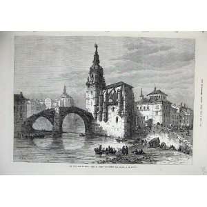   1874 Civil War Spain Bilbao Church Bridge St Antonio