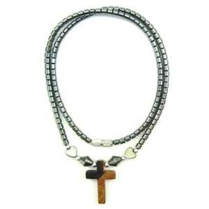  Hematite and Tiger Eye Cross Necklace 