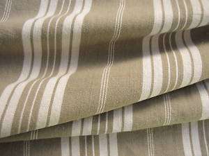 Antique french ticking fabric linen cotton khaki stripe  