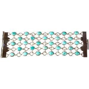  Three Layer Turquoise Bracelet   Sterling Silver 