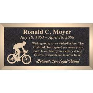 Bike Racer   Cast Bronze Memorial Grave Marker   4 Sizes  