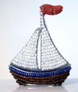 Sailboat Wire & Glass Beads Mini Sculpture Beadworx MIB  