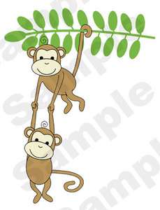   MONKEYS MURAL FOR JUNGLE THEME KIDS NURSERY BABY WALL STICKERS DECALS