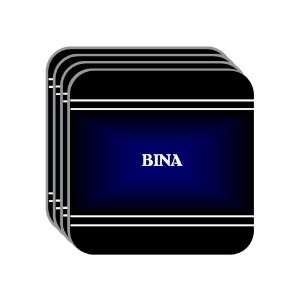 Personal Name Gift   BINA Set of 4 Mini Mousepad Coasters (black 