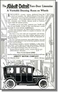 1912 Abbott Detroit 4 Door Limousine Print Ad  