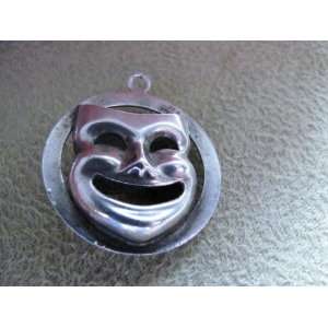 Vintage   THEATRE Comedy / Tragedy Drama Mask CHARM   Sterling Silver 