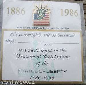 1886 1986 Centennial Celebration Statue of Liberty Pin  