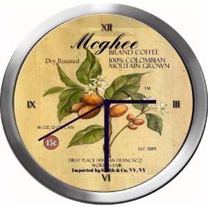  MCGHEE 14 Inch Coffee Metal Clock Quartz Movement Kitchen 