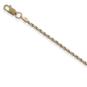  22K Gold Plated Sterling Silver 1mm Rope Chain   9 Inch 