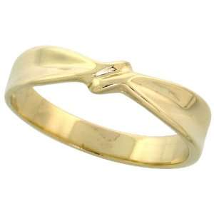  14k Gold Ribbon Knot Ring, 5/32 (4mm) wide, size 8 