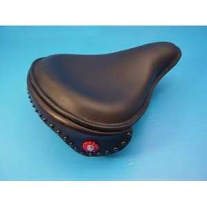 Black Genuine Leather Metro Police Solo Seat w/ Black Spots and Red 