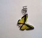 BUTTERFLY LIME GREEN YELLOW PENDANT NECKLACE CHARM