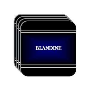 Personal Name Gift   BLANDINE Set of 4 Mini Mousepad Coasters (black 