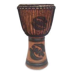  Wood djembe drum, God is Supreme