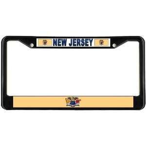  New Jersey NJ State Flag Black License Plate Frame Metal 