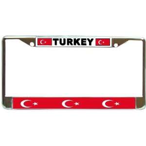 Turkey Turkish Flag Chrome Metal License Plate Frame Holder