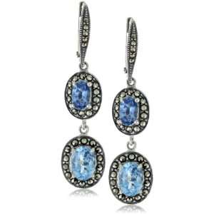   Judith Jack Hanging Gardens Blue Spinel Double Drop Earrings Jewelry