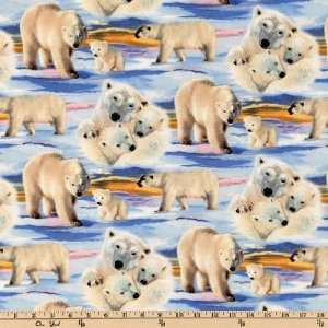  44 Wide Worlds Wildlife Polar Bear Love Blue Fabric By 