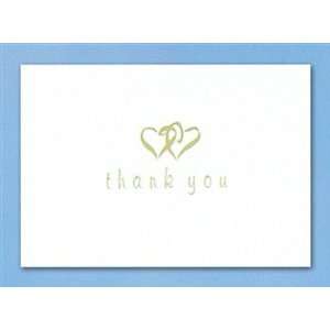 Linked Heart Gold Thank You Cards 
