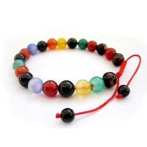   Multi color Agate Beads Wrist Mala Bracelet for Meditation Jewelry