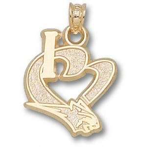 Charlotte Bobcats Solid 14K Gold I Heart Bobcat Logo 3/4 Pendant