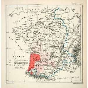   Territory Treaty Bretigny Hundred Years War   Original Lithograph