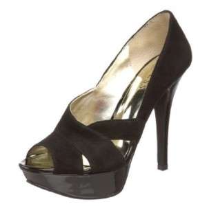 New $120 Guess atense black platform peep toe pumps shoes heels 6 