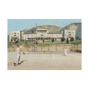  Tennis Match at a Resort 12x18 Giclee on canvas