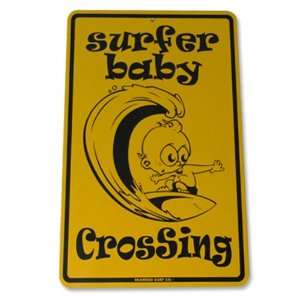  Seaweed Surf Co Surfer Baby Crossing Aluminum Sign 18 