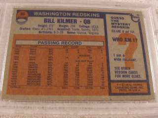 1976 Topps #55 BILL KILMER Washington Redskins   PSA 7 NM   Rare 
