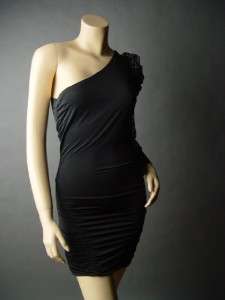 BLACK Lace Strong Power One Shoulder Mini Dress XS/S  