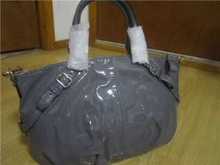 COACH 15921 Madison Patent Leather Sophia Satchel Dark Gray Bag Tote 
