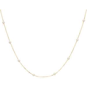 Teen Pearl Station Necklace 14k White Gold New Gift Nec  