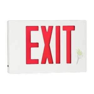   LED Exit Sign   Red Letters   White Aluminum Housing   Battery Backup