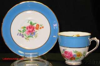   Chelsea Staffs Demitasse Teacup and Saucer Floral Blue smaller tea cup