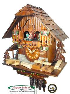 Cuckoo Clock Black Forest Saw Mill, Music 13in NEW  