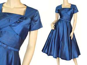 Vintage Changeable Silk Taffeta Dress Betty Blair 1940S Small  