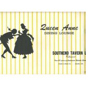  Queen Anne & Southend Tavern Placemat Oshawa Ontario 