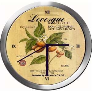  LEVESQUE 14 Inch Coffee Metal Clock Quartz Movement 