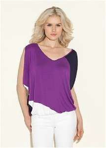 NEW GUESS WOMENS WILLOW COLOR BLOCKED TOP NEW PLUM LIGHT MULTI SIZES 